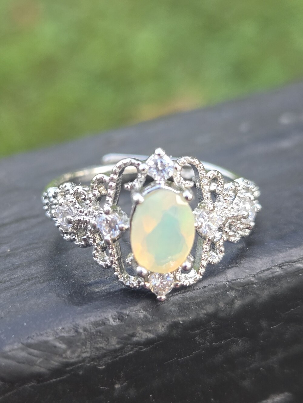 Ethiopian Opal Filigree Silver Adjustable